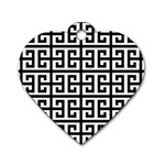 Black white Greek Key Dog Tag Heart (One Side)