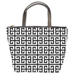 Black white Greek Key Bucket Bag