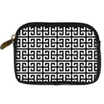 Black white Greek Key Digital Camera Leather Case