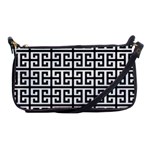 Black white Greek Key Shoulder Clutch Bag