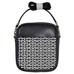 Black white Greek Key Girls Sling Bag