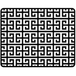 Black white Greek Key Fleece Blanket (Medium)