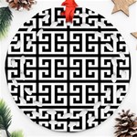 Black white Greek Key Ornament (Round Filigree)