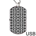 Black white Greek Key Dog Tag USB Flash (One Side)