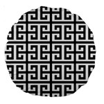 Black white Greek Key Large 18  Premium Round Cushion 