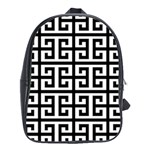 Black white Greek Key School Bag (XL)