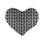 Black white Greek Key Standard 16  Premium Heart Shape Cushion 