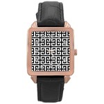 Black white Greek Key Rose Gold Leather Watch 