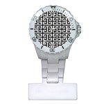 Black white Greek Key Plastic Nurses Watch