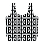 Black white Greek Key Full Print Recycle Bag (L)