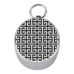 Black white Greek Key Silver Compass (Mini)