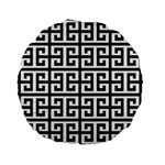 Black white Greek Key Standard 15  Premium Flano Round Cushion 