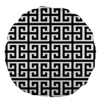 Black white Greek Key Large 18  Premium Flano Round Cushion 