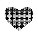 Black white Greek Key Standard 16  Premium Flano Heart Shape Cushion 