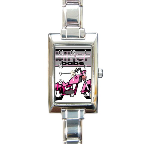 Biker Babe Rectangle Italian Charm Watch from ArtsNow.com Front