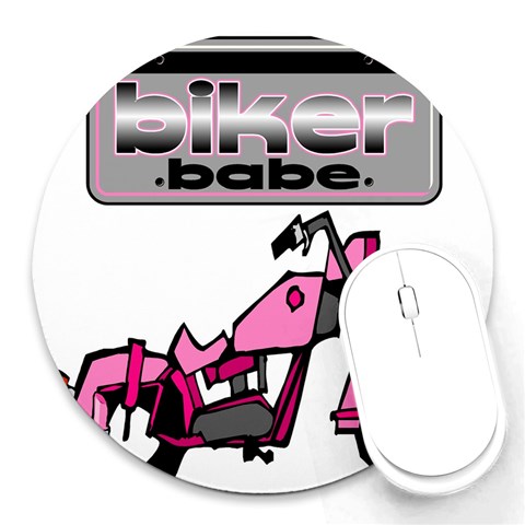 Biker Babe Round Mousepads from ArtsNow.com Front