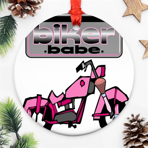 Biker Babe Ornament (Round) from ArtsNow.com Front