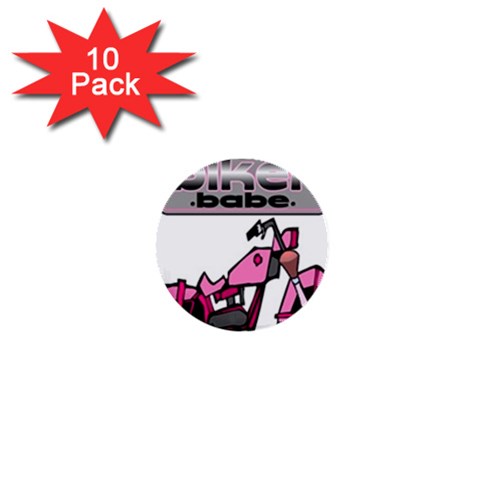 Biker Babe 1  Mini Buttons (10 pack)  from ArtsNow.com Front