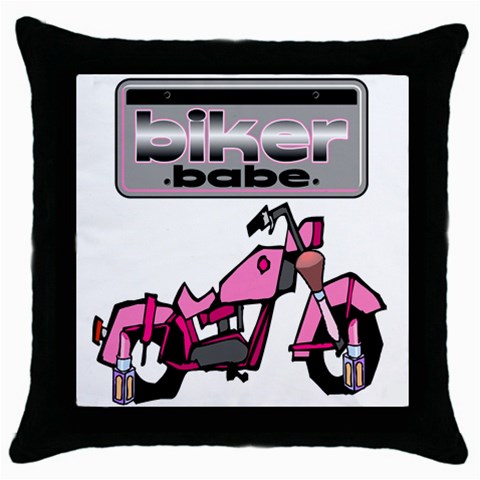 Biker Babe Throw Pillow Case (Black) from ArtsNow.com Front