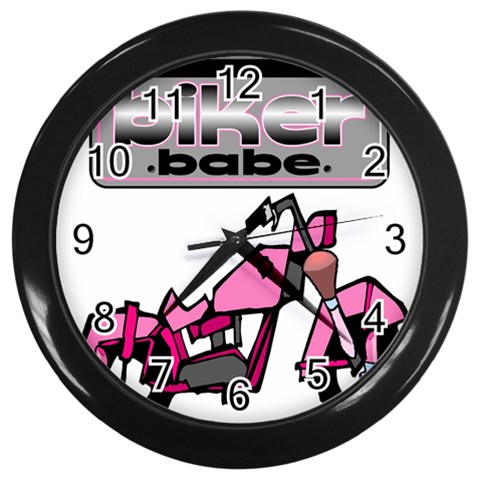 Biker Babe Wall Clocks (Black) from ArtsNow.com Front