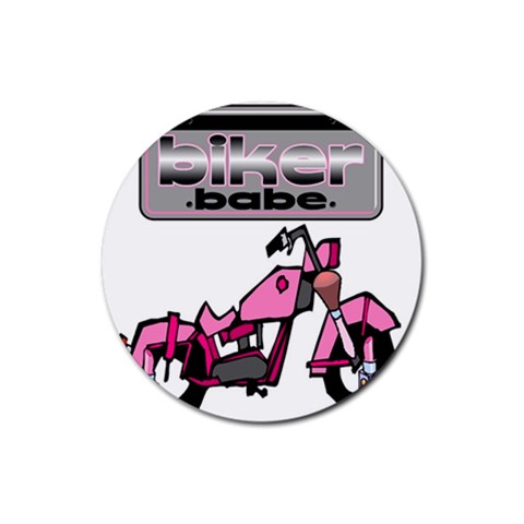 Biker Babe Rubber Round Coaster (4 pack)  from ArtsNow.com Front