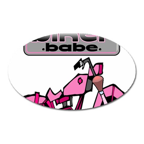 Biker Babe Oval Magnet from ArtsNow.com Front