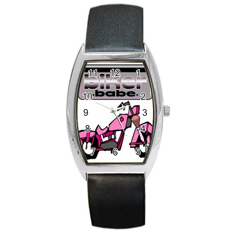 Biker Babe Barrel Style Metal Watch from ArtsNow.com Front