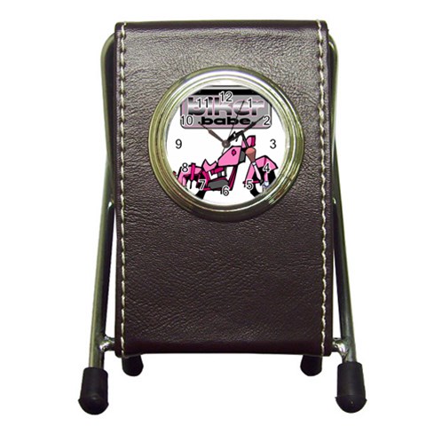 Biker Babe Pen Holder Desk Clocks from ArtsNow.com Front