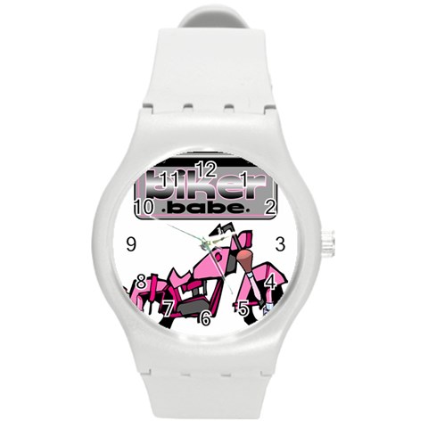 Biker Babe Round Plastic Sport Watch (M) from ArtsNow.com Front