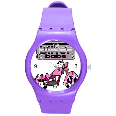 Biker Babe Round Plastic Sport Watch (M) from ArtsNow.com Front