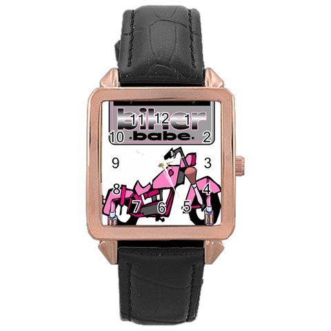 Biker Babe Rose Gold Leather Watch  from ArtsNow.com Front