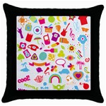 hipster kawaii  Throw Pillow Case (Black)