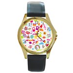 hipster kawaii  Round Gold Metal Watch