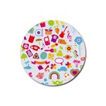 hipster kawaii  Rubber Coaster (Round)