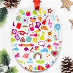 hipster kawaii  Oval Ornament (Two Sides)