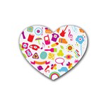 hipster kawaii  Rubber Heart Coaster (4 pack)