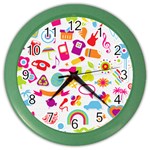 hipster kawaii  Color Wall Clock