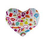 hipster kawaii  Standard 16  Premium Heart Shape Cushion 