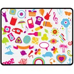 hipster kawaii  Double Sided Fleece Blanket (Medium)