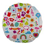 hipster kawaii  Large 18  Premium Flano Round Cushion 