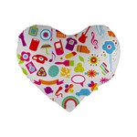 hipster kawaii  Standard 16  Premium Flano Heart Shape Cushion 