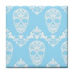 Blue Victorian Skulls Tile Coaster