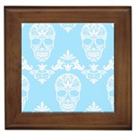 Blue Victorian Skulls Framed Tile