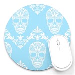 Blue Victorian Skulls Round Mousepad