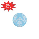 Blue Victorian Skulls 1  Mini Button (100 pack) 