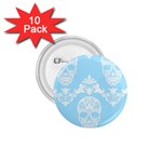 Blue Victorian Skulls 1.75  Button (10 pack) 