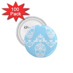 Blue Victorian Skulls 1.75  Button (100 pack) 