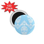 Blue Victorian Skulls 1.75  Magnet (100 pack) 