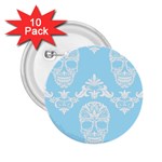 Blue Victorian Skulls 2.25  Button (10 pack)