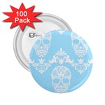 Blue Victorian Skulls 2.25  Button (100 pack)